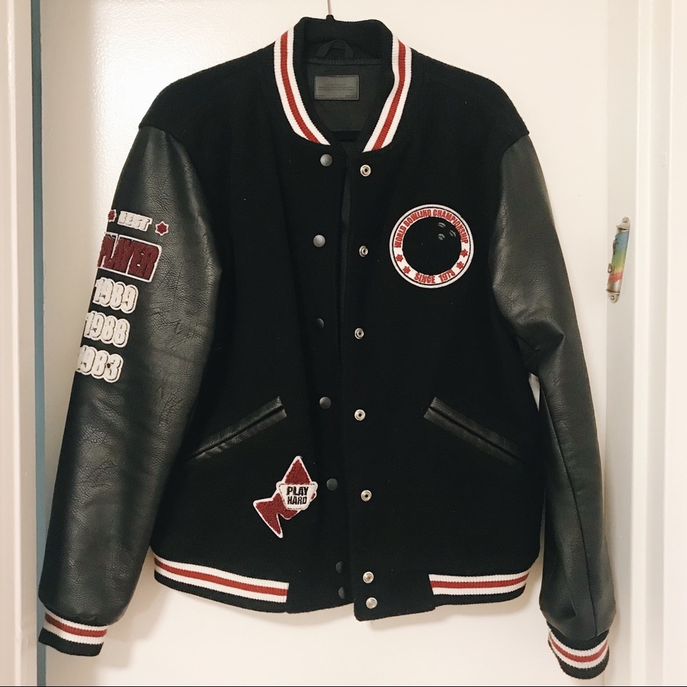 Zara Leather Letterman Jacket